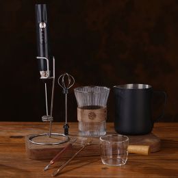 1 Milk Frother With Stand Handheld Frothing Electric Whisk With ; Speed Blender; Milk Froth; Mini Blender And Coffee Blender Froth Smoothie; Latte;
