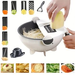 9 in 1 Multifunctional Cutting and Draining Basket for Vegetables with Household Potato Shredder - Kitchen Tool