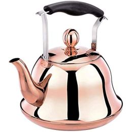 Rose Gold Stainless Steel Kettle; Streamlined Spout; Anti-scalding Handle; tea Kettle for Stove Top Whistling (Size : 4L)