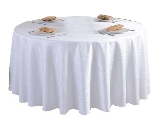 Classic Round Smooth Jacquard Table Cover Hotel Tablecloth 71x71",White