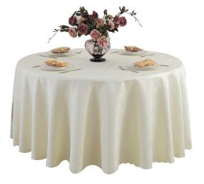 Classic Round Soft Jacquard Table Cloth Hotel Tablecloth 71x71",Beige