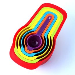 Multi-Color Measuring Cups and Spoons Set, Measurement Plastic Cup Spoon Kitchen Cooking Baking Utensils Tools