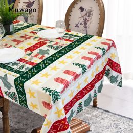 Muwago Colorful Festive Table Cloth High Quality Waterproof Oil Proof Table Cover For Dining Room Christmas Holiday Decoration