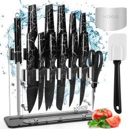 Knife Set;  16 Pcs Kitchen Knife Set;  Sharp Stainless Steel Chef Knife Set with Acrylic Stand;  Nonstick Knife Sets for Kitchen with Block