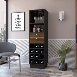 Hype Bar Cabinet; Twelve Built-in Wine Rack; Two Drawers; One Shelf