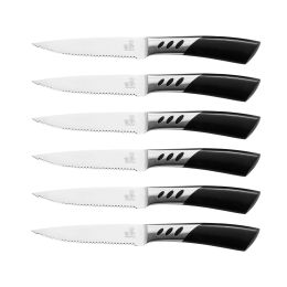 CHUSHIJI Steak Knives Set of 6 Stainless Steel Steak Knives Razor-Sharp Steak Knife Set Well-crafted Iridescent Seamless Ergonomically