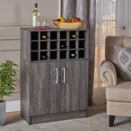 Ridgecrest Mid Century Modern Wine Rack Bar Cabinet GREY OAK