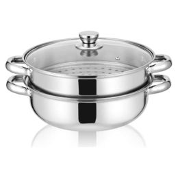 Stainless Steel Stack and Steam Pot Set with Lid 2 Tier Steamer Pot Steaming Cookware for Kitcken Cooking