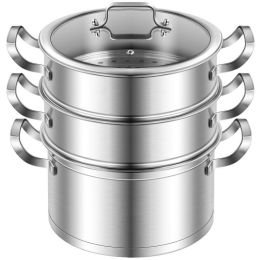 Daily Delicacies Pot 304 Stainless Steel  3-Tier Steamer Pot