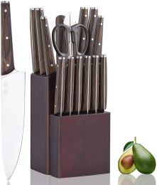 Commercial Home Kitchen Knife Sets 15 Piece With Block Chef Knives Hollow Handle Cutlery Set Etc