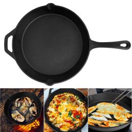 Pre-Seasoned Cast Iron Skillet Oven Safe Cookware Heat-Resistant Holder 12inch Large Frying Pan
